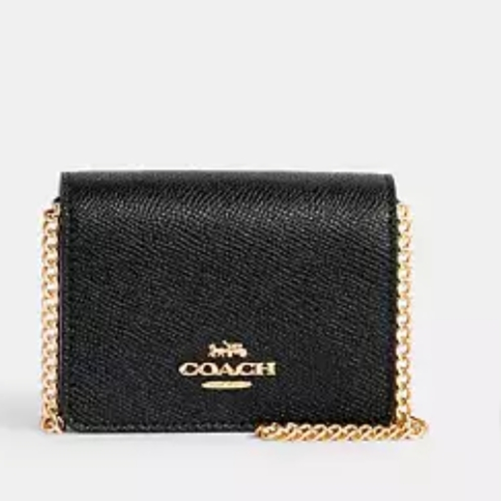 Coach Black and Gold Mini Bag with Chain Strap